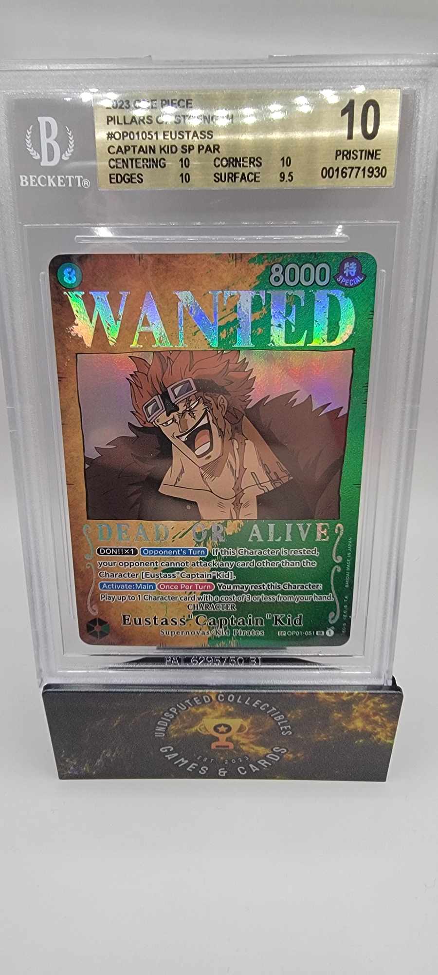 One Piece: Pillars of strength Eustass "Captain" Kid Alternate Art SP BGS Pristine 10