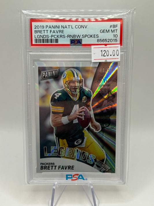 2019 Panini National Conv. Brett Favre Rainbow Spokes 46/50 PSA Gem Mint 10