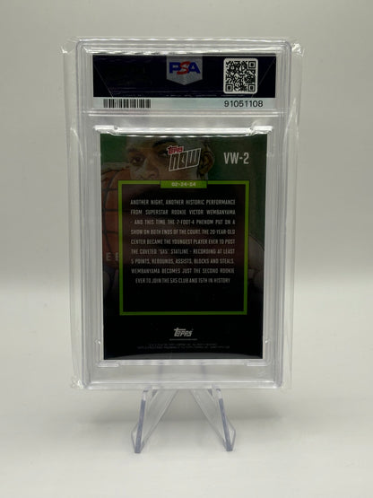 2023 Topps Now Victor Wembanyama Rookie Youngest Ever RC #VW2 Spurs PSA 10