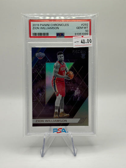 2019 Panini Chronicles - Recon Teal #292 Zion Williamson (RC) PSA 10