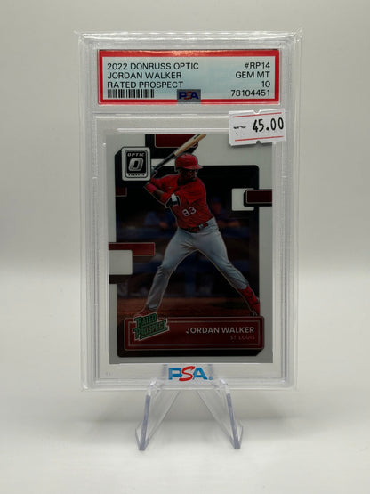 2022 Panini Donruss Optic - Rated Prospect Holo Prizm Jordan Walker (RC) PSA 10