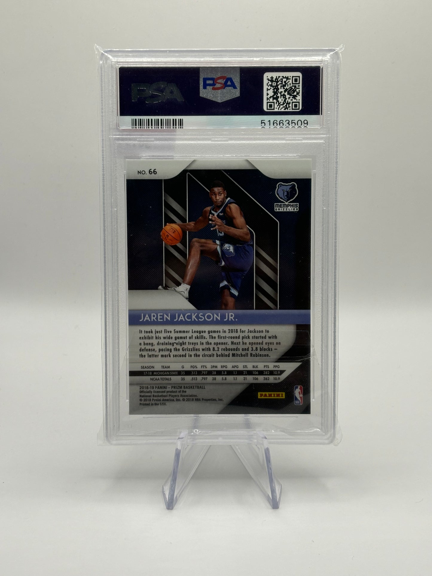 2018 Panini Prizm - Silver Prizm #66 Jaren Jackson Jr. (RC) PSA Mint 9