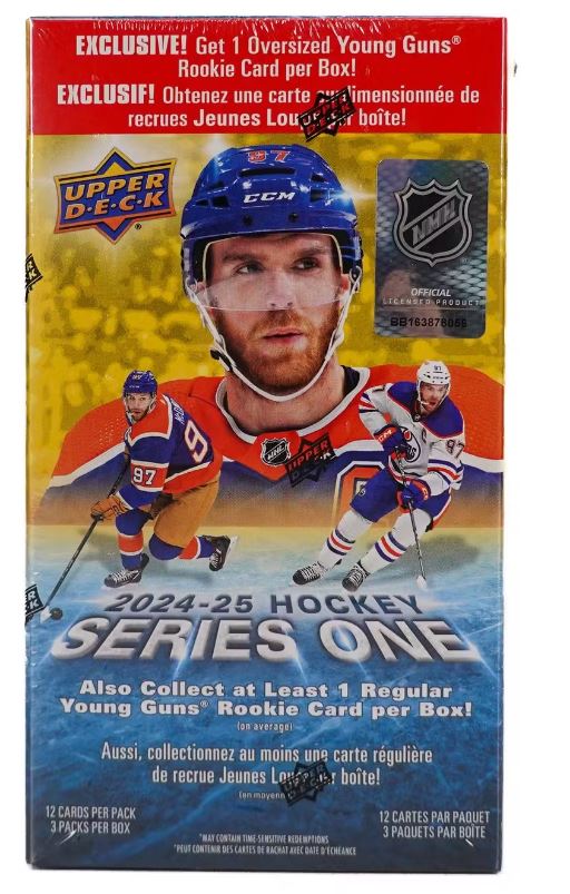 2024/25 Upper Deck Series 1 3-Pack Blaster Box (Contains Oversized Young Guns Rookie Card)